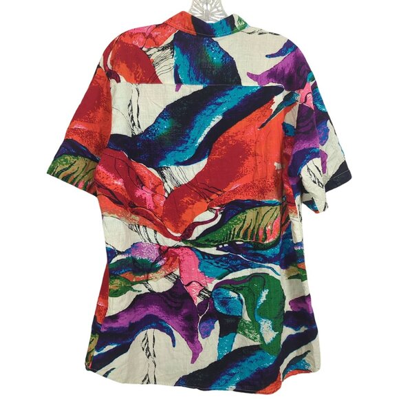 JOGAL Shirt size Large short sleeve Colorful Abstract Print Button-Up - Picture 2 of 11
